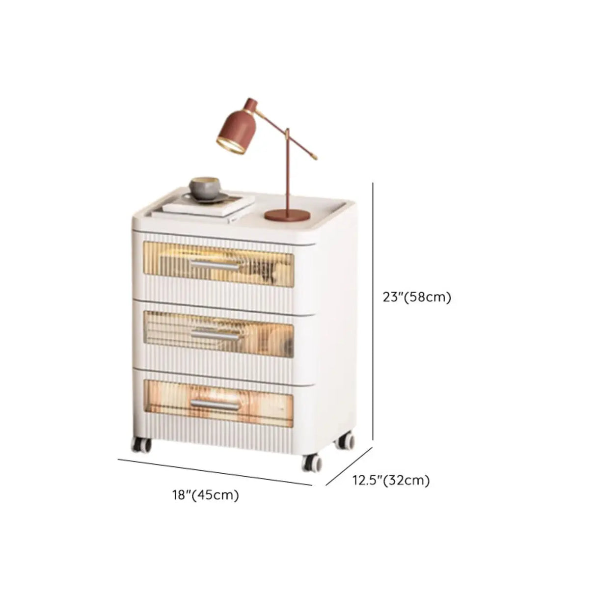 Mobile White Tip Resistant Kids Nightstand with Drawers Image - 23