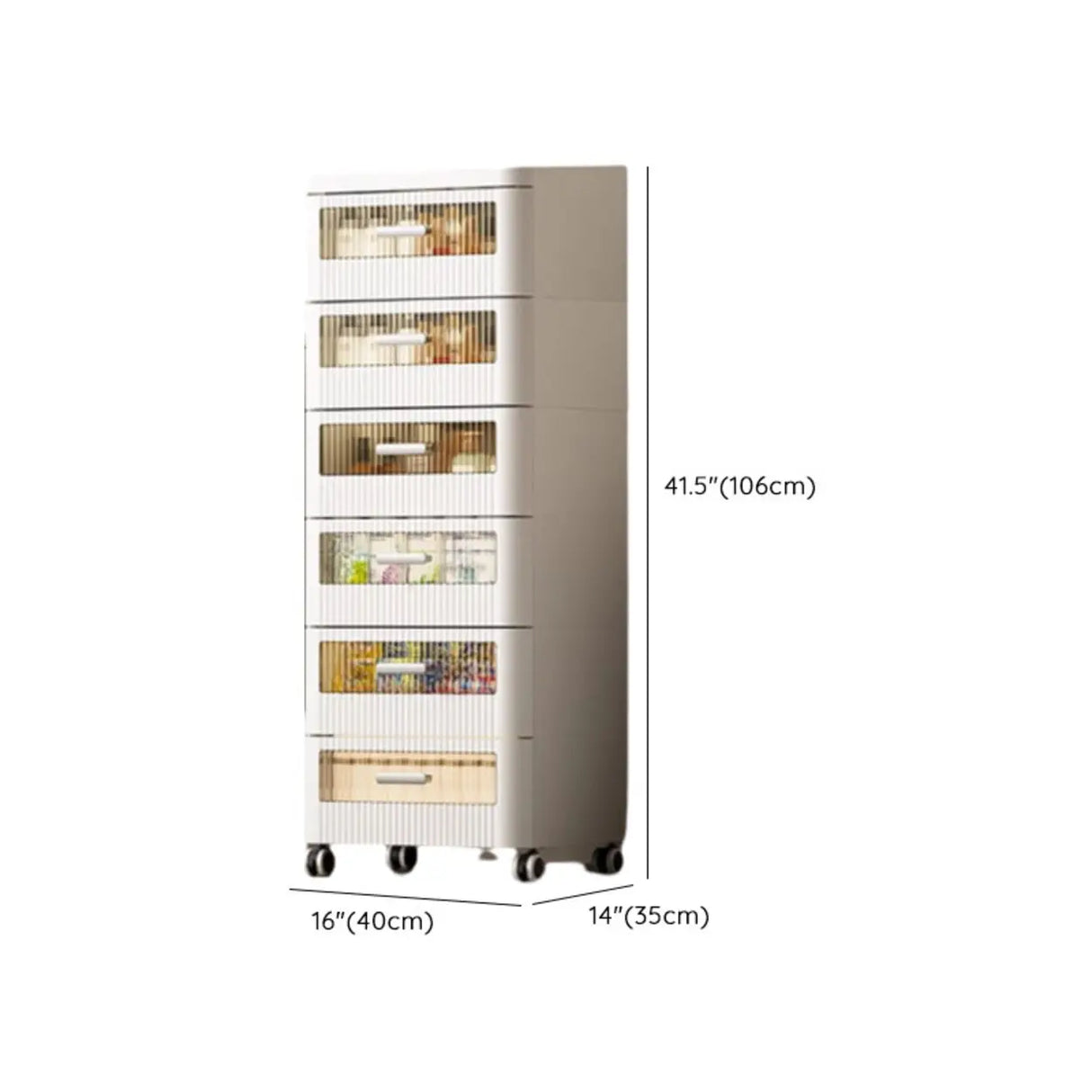 Mobile White Tip Resistant Kids Nightstand with Drawers Image - 24