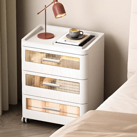 Mobile White Tip Resistant Kids Nightstand with Drawers Image - 8