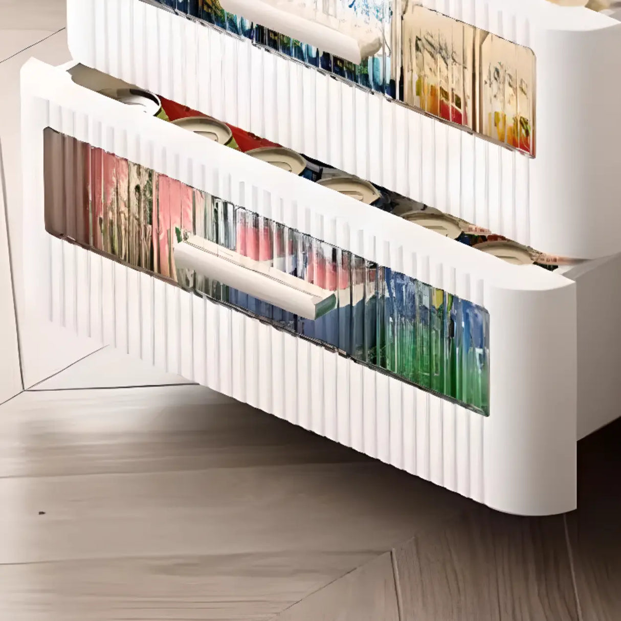 Mobile White Tip Resistant Kids Nightstand with Drawers Image - 10