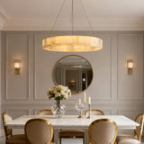 Moderm White Ring Circular Alabaster Pendant Light Chandelier Image - 1