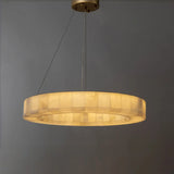 Moderm White Ring Circular Alabaster Pendant Light Chandelier Image - 2