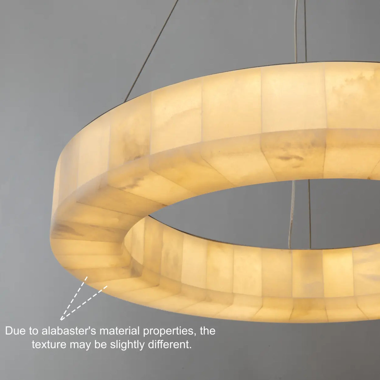 Moderm White Ring Circular Alabaster Pendant Light Chandelier Image - 3