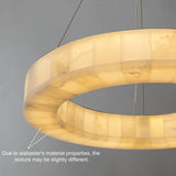Moderm White Ring Circular Alabaster Pendant Light Chandelier Image - 3