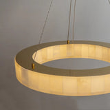 Moderm White Ring Circular Alabaster Pendant Light Chandelier Image - 4