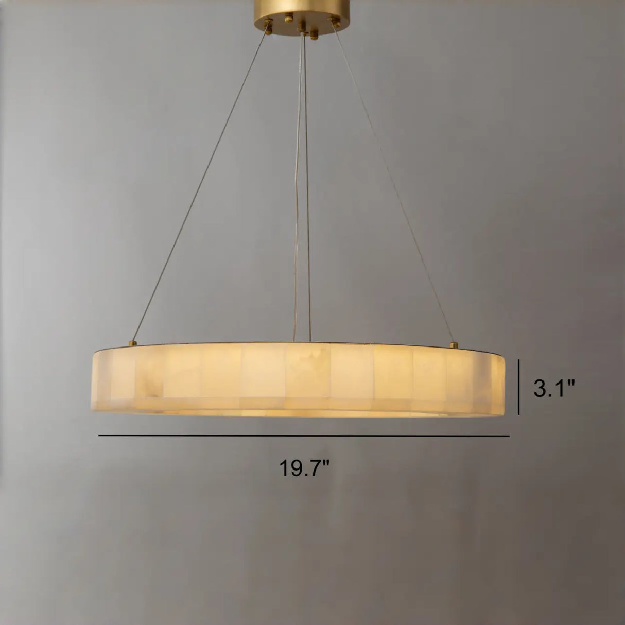 Moderm White Ring Circular Alabaster Pendant Light Chandelier 