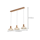 Modern 3-Light Fluted Cone Glass Island Ceiling Light #size