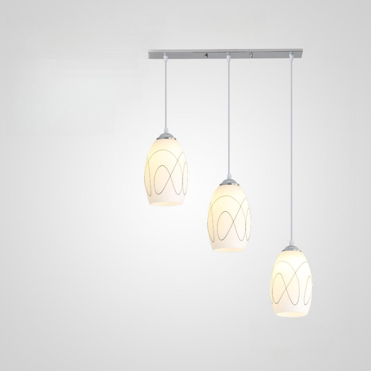 Modern 3-Light White Glass Pendant Island Lighting Image - 3