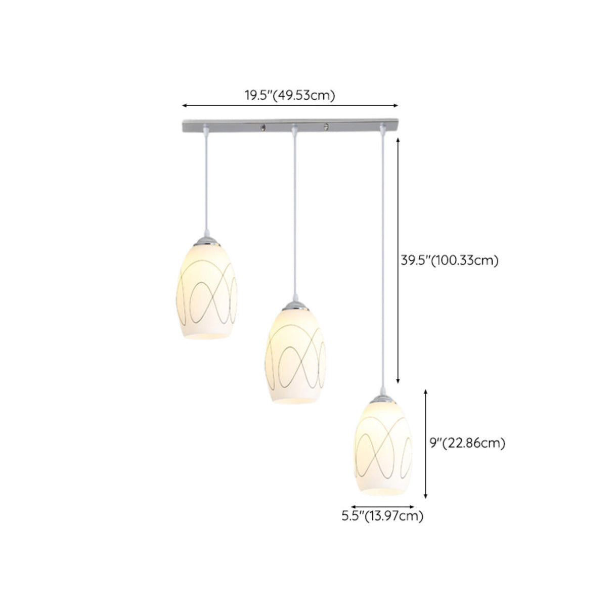Modern 3-Light White Glass Pendant Island Lighting Image - 9