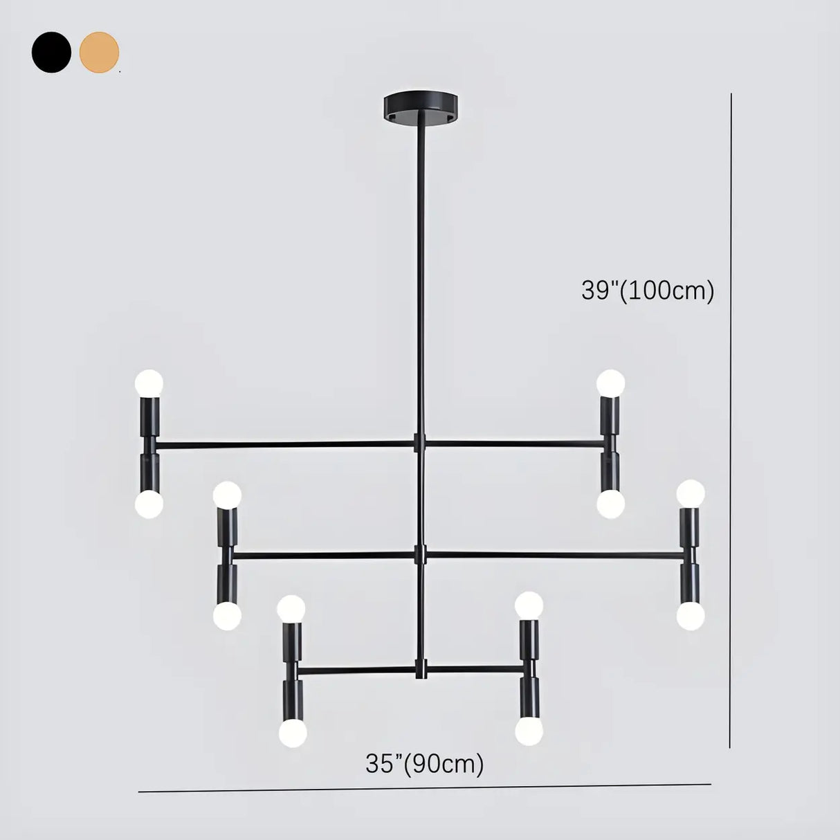 Modern 3 Tiers Linear Sputnik LED Pendant Chandelier 
