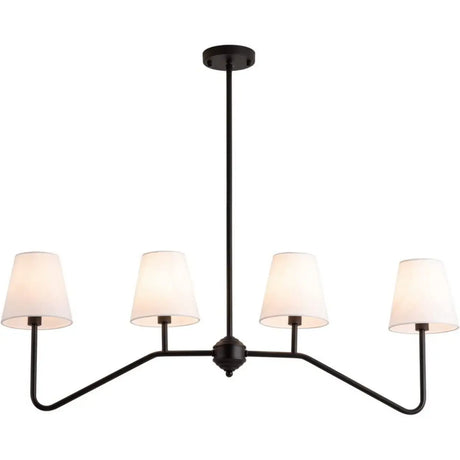Modern 4-Light Black Cone Dinging Room Island Light Image - 2