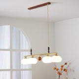 Modern 4-Light Glass Globe Wood Island Pendant Light Image - 12
