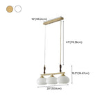 Modern 4-Light Glass Globe Wood Island Pendant Light #size
