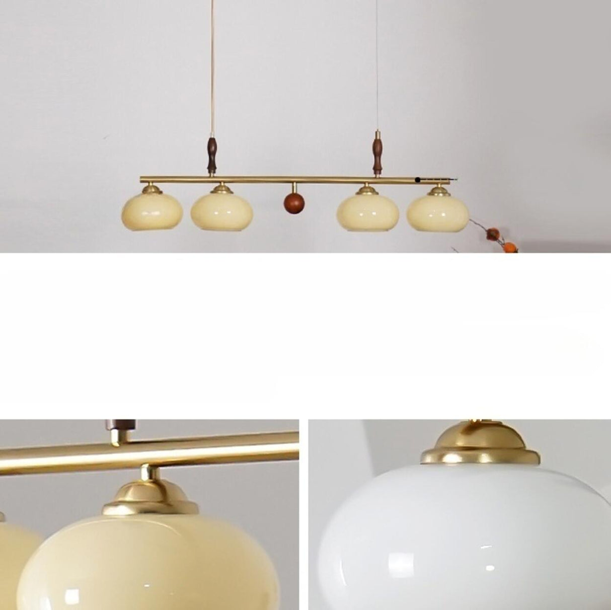 Modern 4-Light Glass Globe Wood Island Pendant Light Image - 8