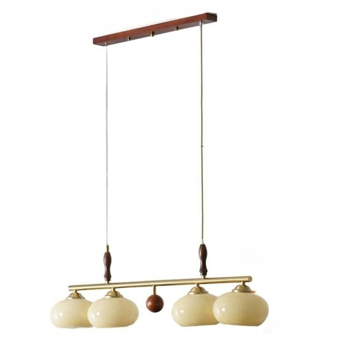 Modern 4-Light Glass Globe Wood Island Pendant Light Image - 9