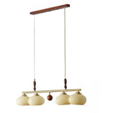 Modern 4-Light Glass Globe Wood Island Pendant Light Image - 9