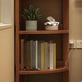 Modern 4 Open Shelves Rubberwood Corner Bookshelf Image - 9