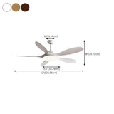 Modern 5-Blade Wooden Ceiling Fan with LED Light #size