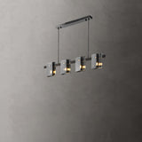 Modern 5-Light Square Glass Island Ceiling Light Image - 6