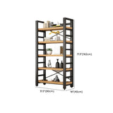 Modern 5-Tier Open Rectangle Metal Frame Wood Bookshelf Image - 12