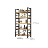 Modern 5-Tier Open Rectangle Metal Frame Wood Bookshelf Image - 24