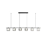 Modern 6-Light Gray Square Island Pendant Light Image - 3
