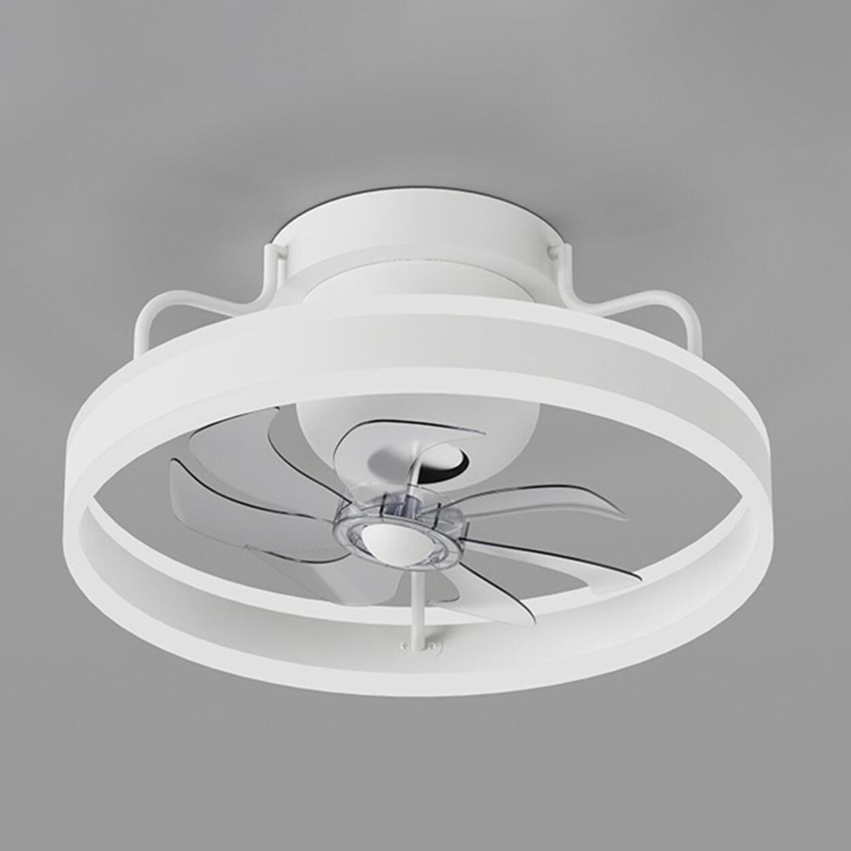 Modern 7 Clear Blades Round Ceiling Fan with LED Light Image - 14