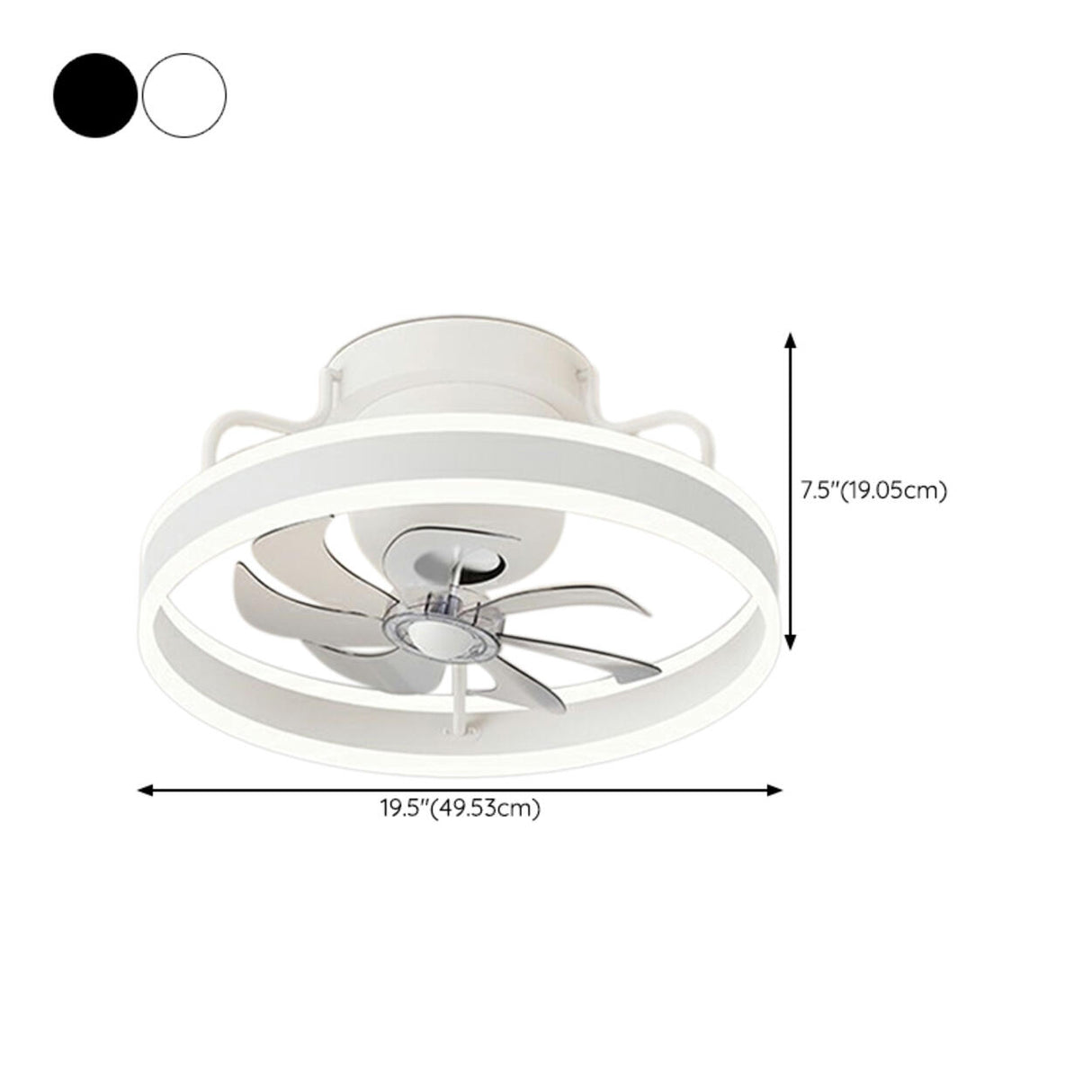 Modern 7 Clear Blades Round Ceiling Fan with LED Light 