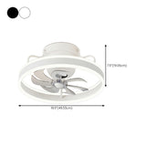 Modern 7 Clear Blades Round Ceiling Fan with LED Light #size