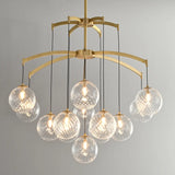 Modern 7-Light  Brass Branch Textured Glass Globe Chandelier Image - 4