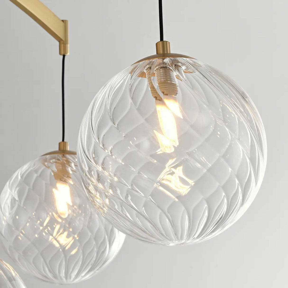 Modern 7-Light  Brass Branch Textured Glass Globe Chandelier Image - 6