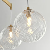 Modern 7-Light  Brass Branch Textured Glass Globe Chandelier Image - 6