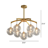 Modern 7-Light  Brass Branch Textured Glass Globe Chandelier #size