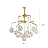 Modern 7-Light  Brass Branch Textured Glass Globe Chandelier Image - 9