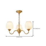 Modern 8- Light Brass Ripple White Glass Chandelier #size