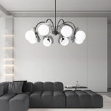 Modern 8-Light Black Metal Ball Glass Chandelier  Image - 1