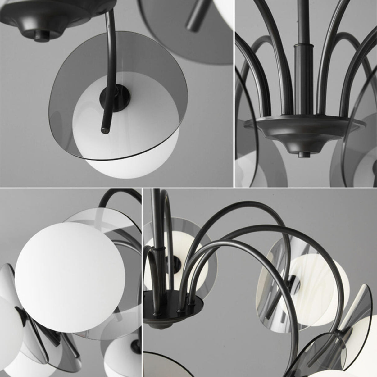 Modern 8-Light Black Metal Ball Glass Chandelier  Image - 12