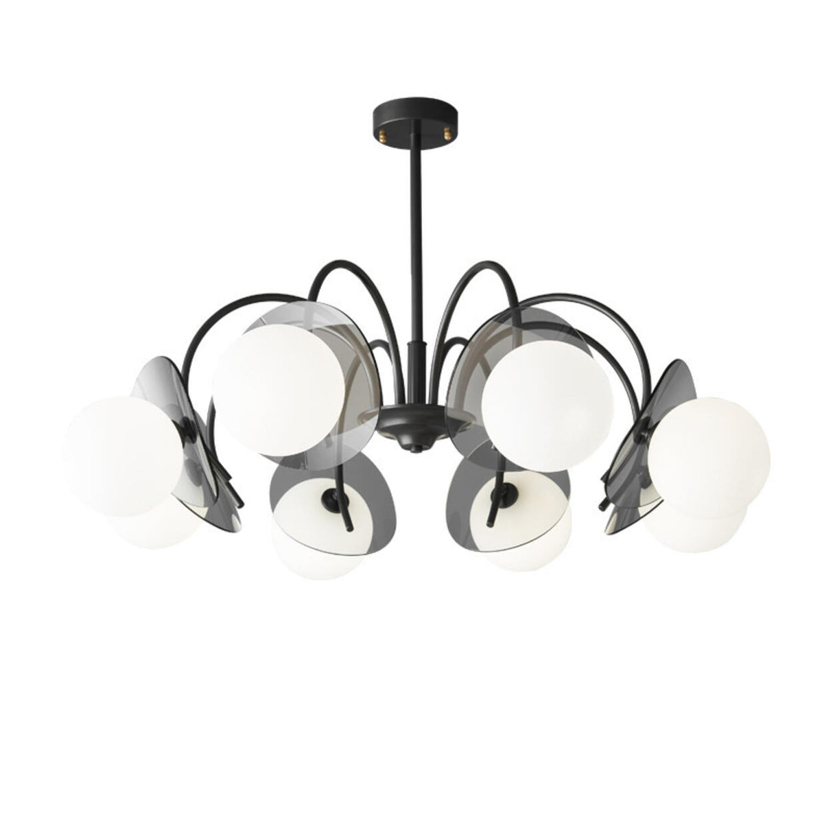 Modern 8-Light Black Metal Ball Glass Chandelier  Image - 5