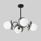 Modern 8-Light Black Metal Ball Glass Chandelier  Image - 6