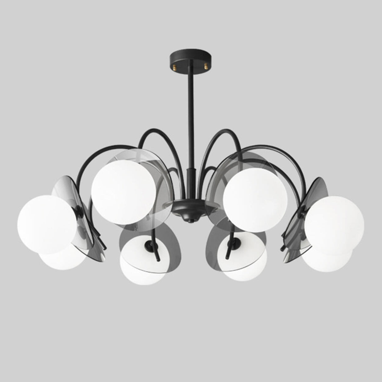 Modern 8-Light Black Metal Ball Glass Chandelier  Image - 8