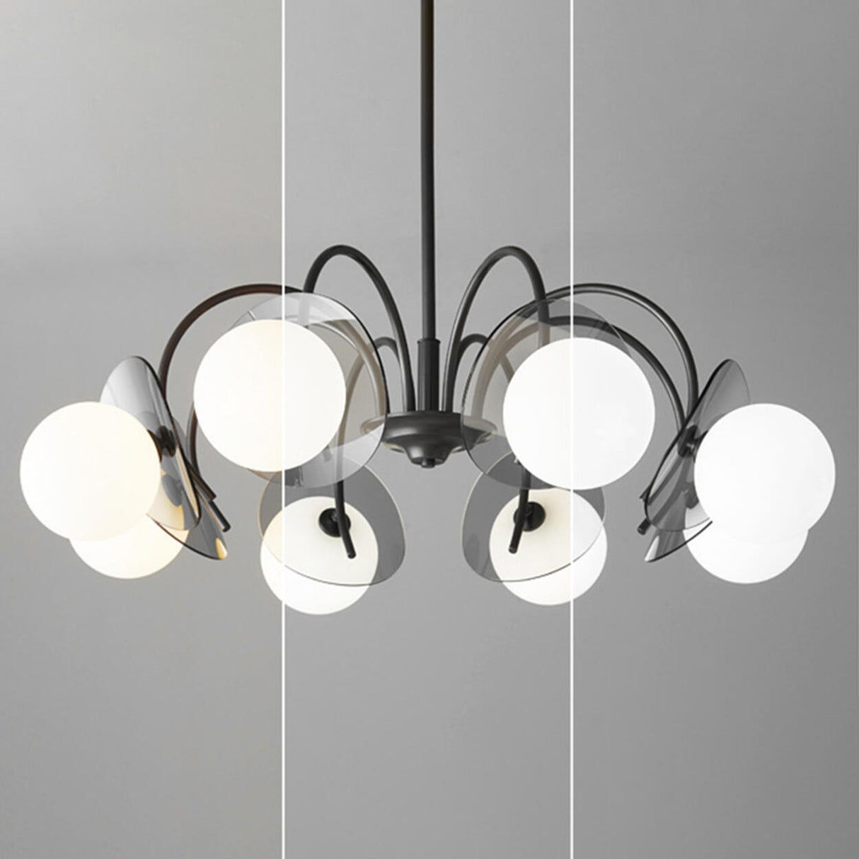 Modern 8-Light Black Metal Ball Glass Chandelier  Image - 9
