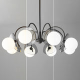 Modern 8-Light Black Metal Ball Glass Chandelier  Image - 9