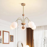 Modern 8-Light Gold White Glass Swirl Globes Chandelier Image - 10