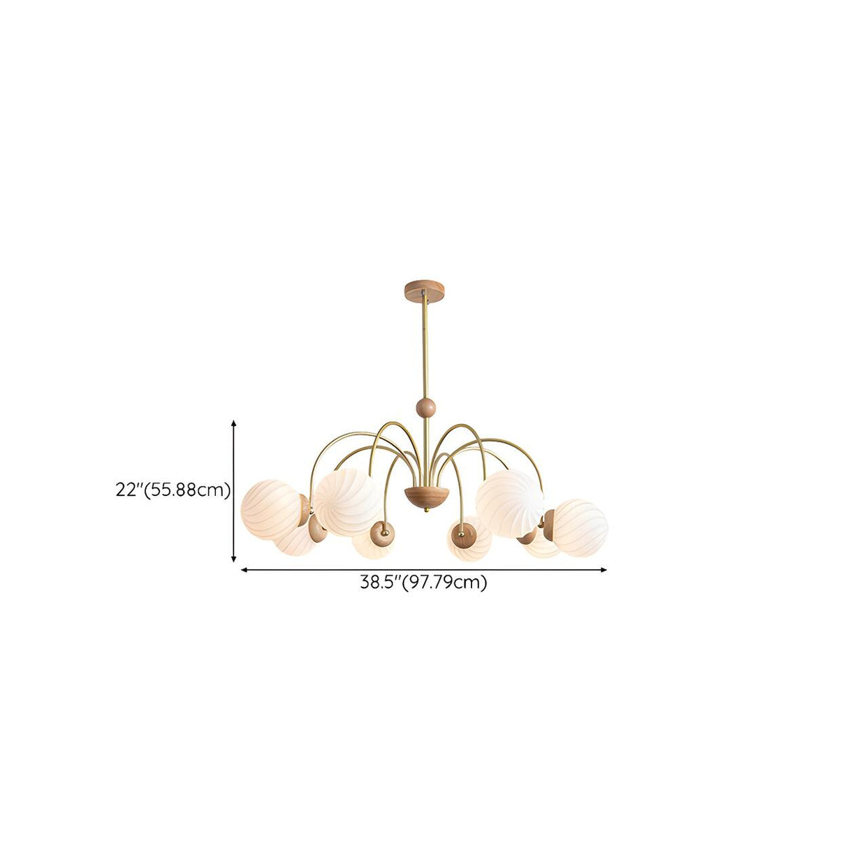 Modern 8-Light Gold White Glass Swirl Globes Chandelier Image - 13