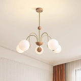 Modern 8-Light Gold White Glass Swirl Globes Chandelier Image - 3