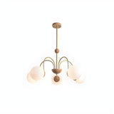 Modern 8-Light Gold White Glass Swirl Globes Chandelier Image - 5