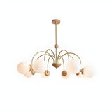 Modern 8-Light Gold White Glass Swirl Globes Chandelier Image - 6