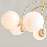 Modern 8-Light Gold White Glass Swirl Globes Chandelier Image - 7