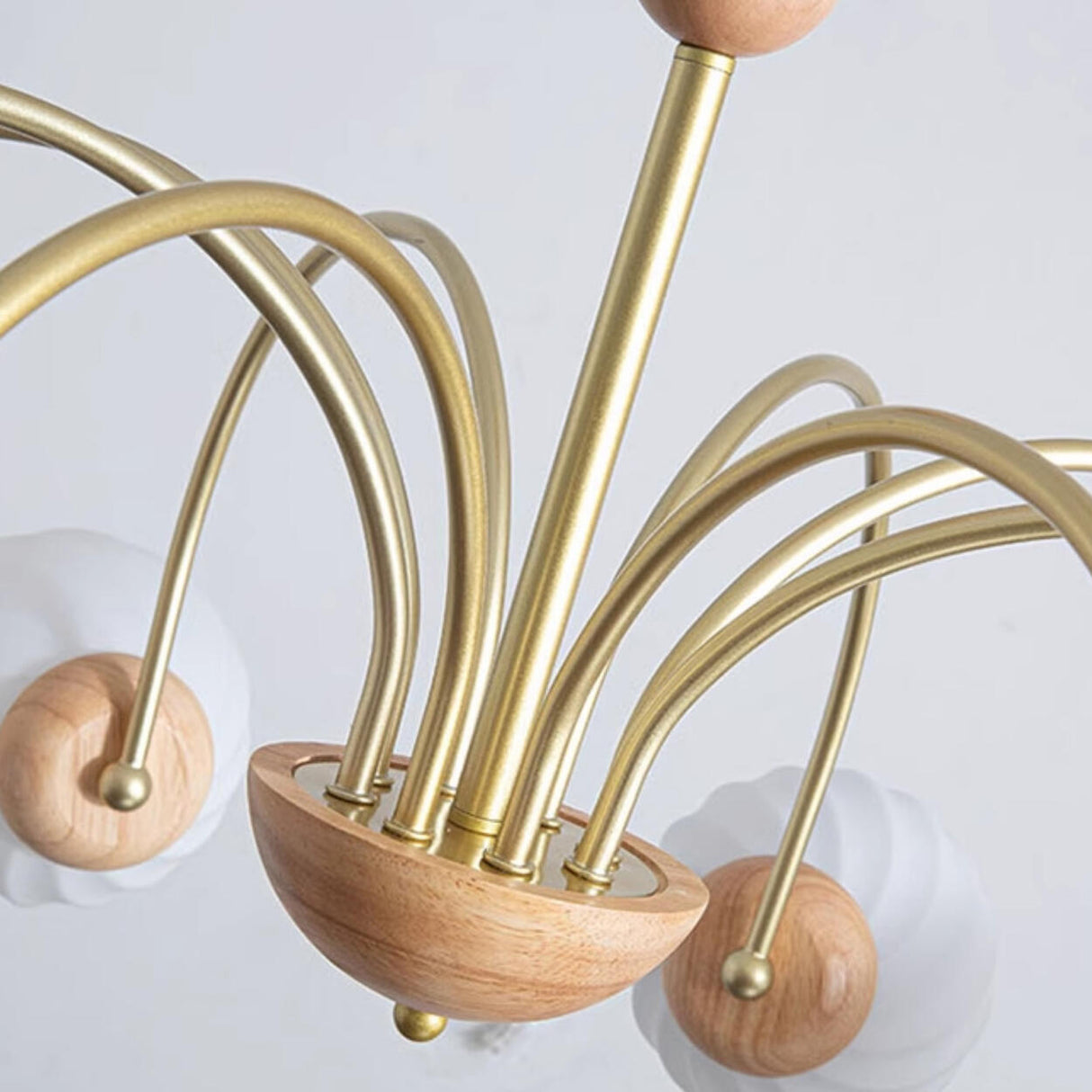 Modern 8-Light Gold White Glass Swirl Globes Chandelier Image - 8