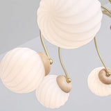 Modern 8-Light Gold White Glass Swirl Globes Chandelier Image - 9